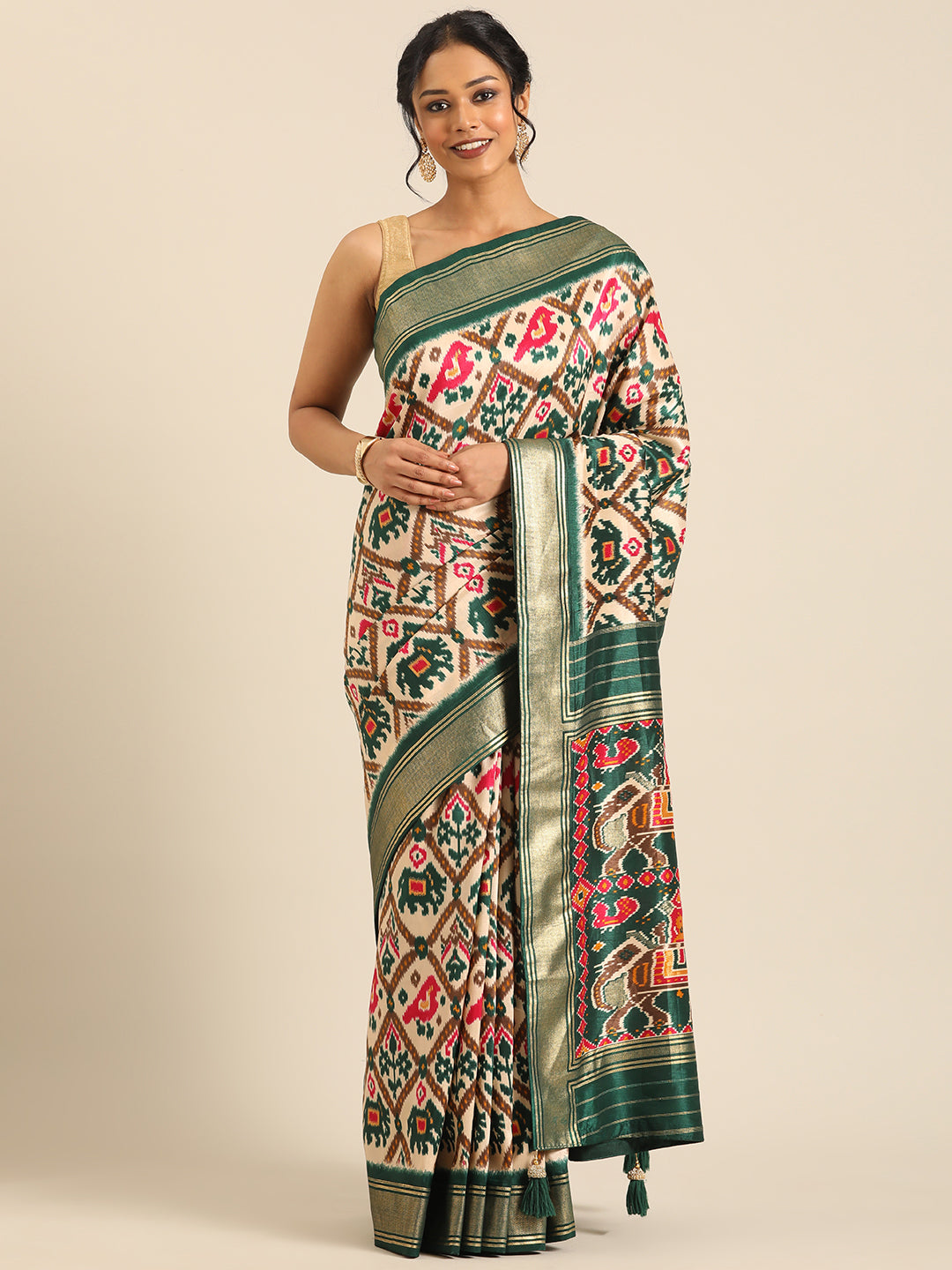 Rangrekha–Green Printed Soft Silk Saree