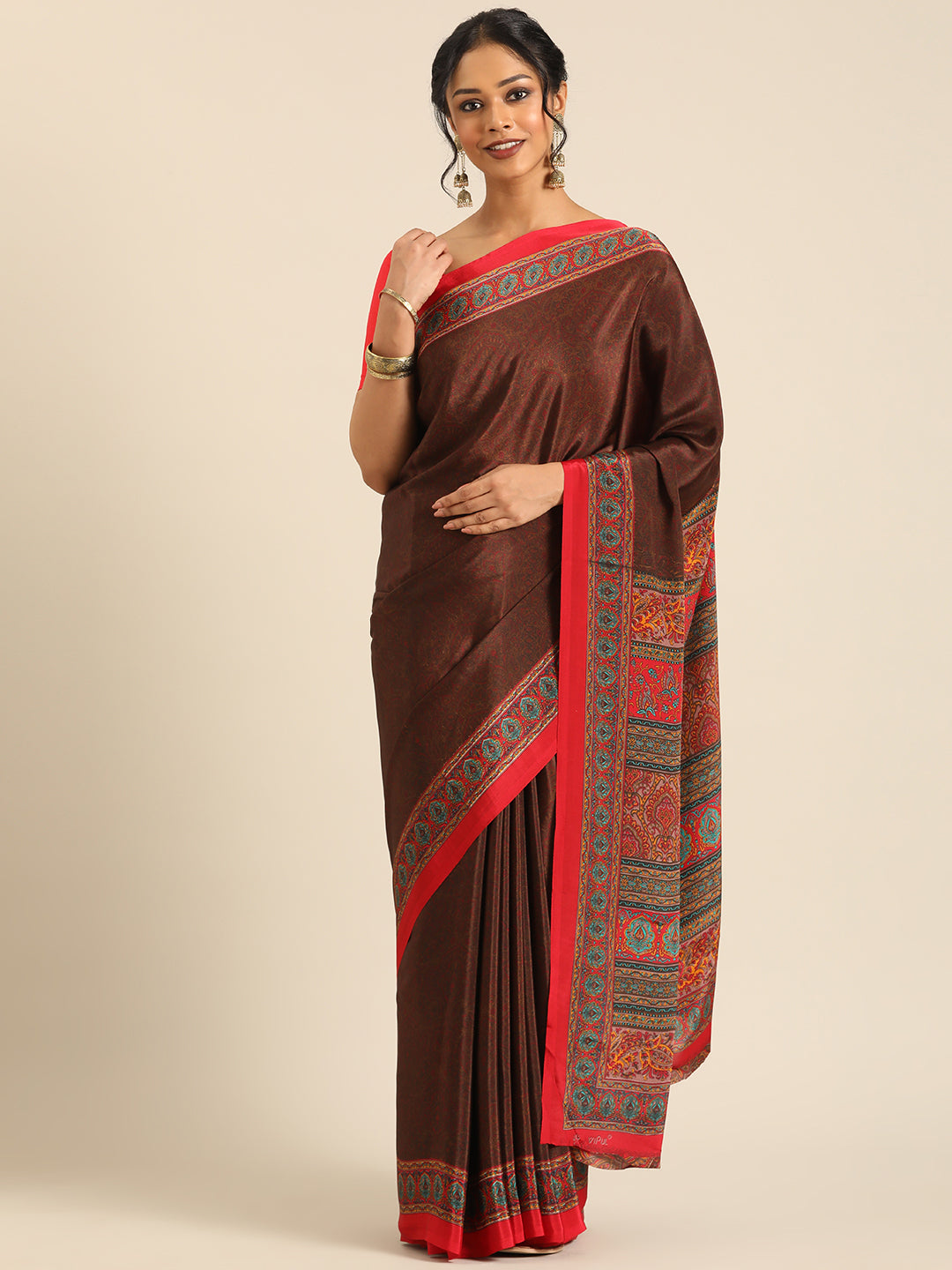 Chitrika–Brown Printed Crepe Saree