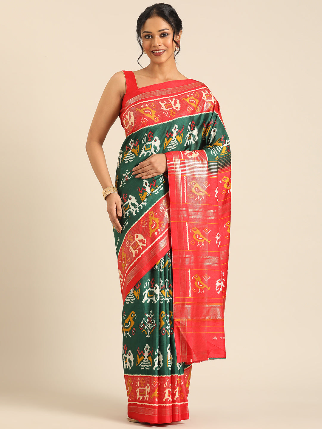 Gajraaj – Green Printed Soft Silk Saree