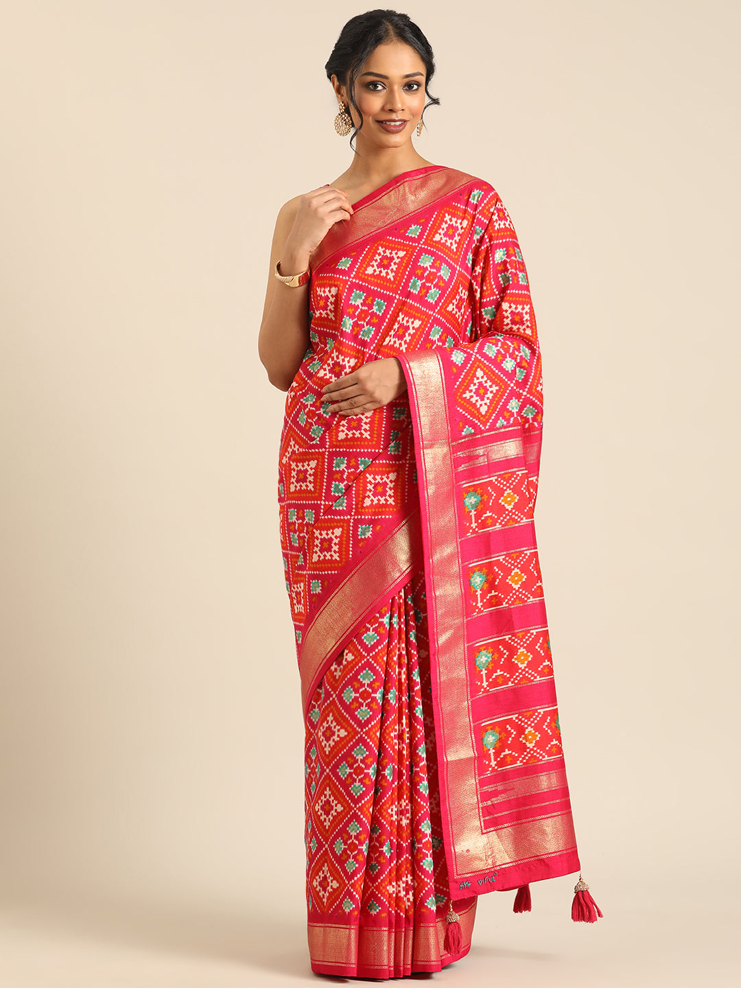 Rangrekha–Red Printed Soft Silk Saree