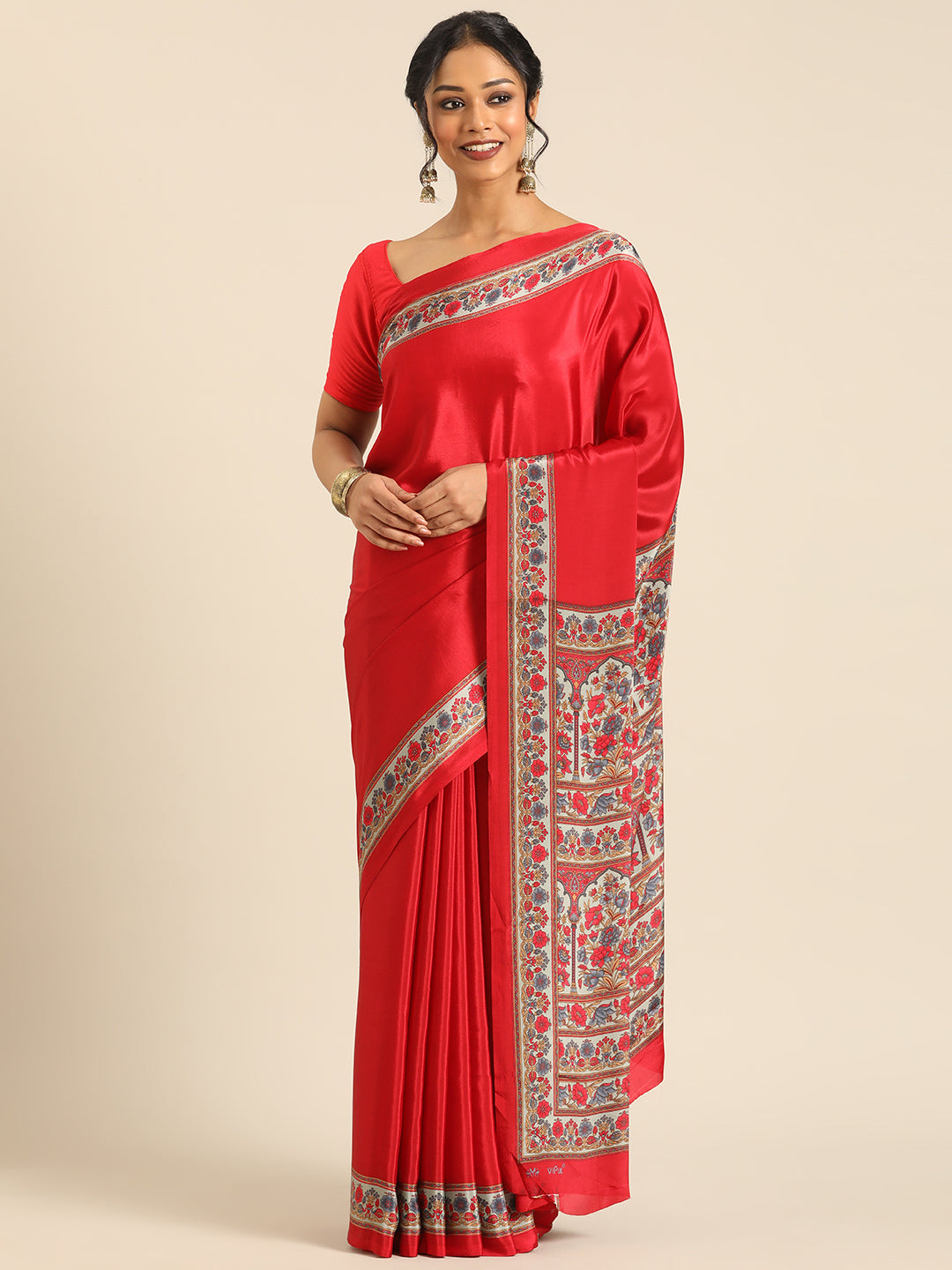 Chitrika–Red Printed Crepe Saree