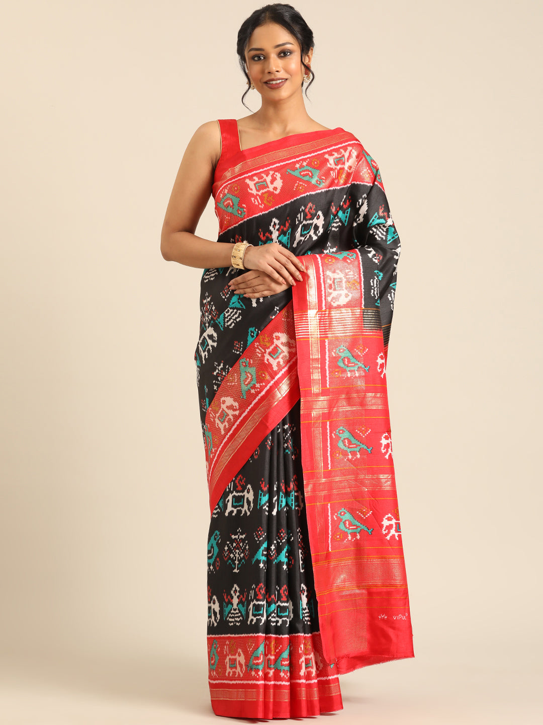 Gajraaj – Black Printed Soft Silk Saree