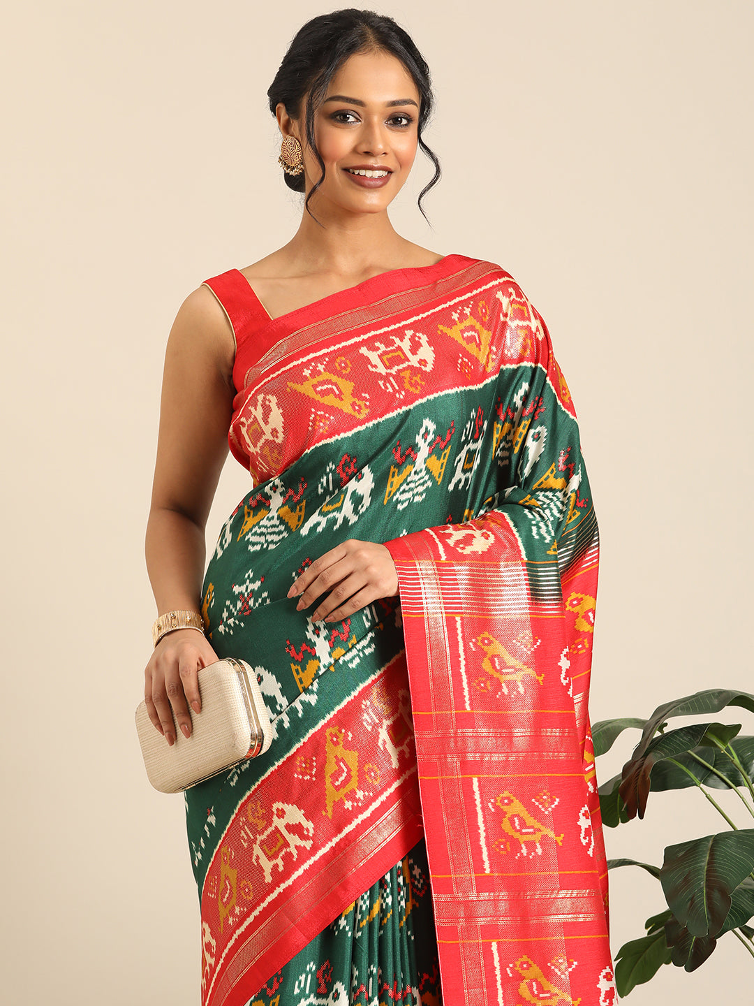 Gajraaj – Green Printed Soft Silk Saree