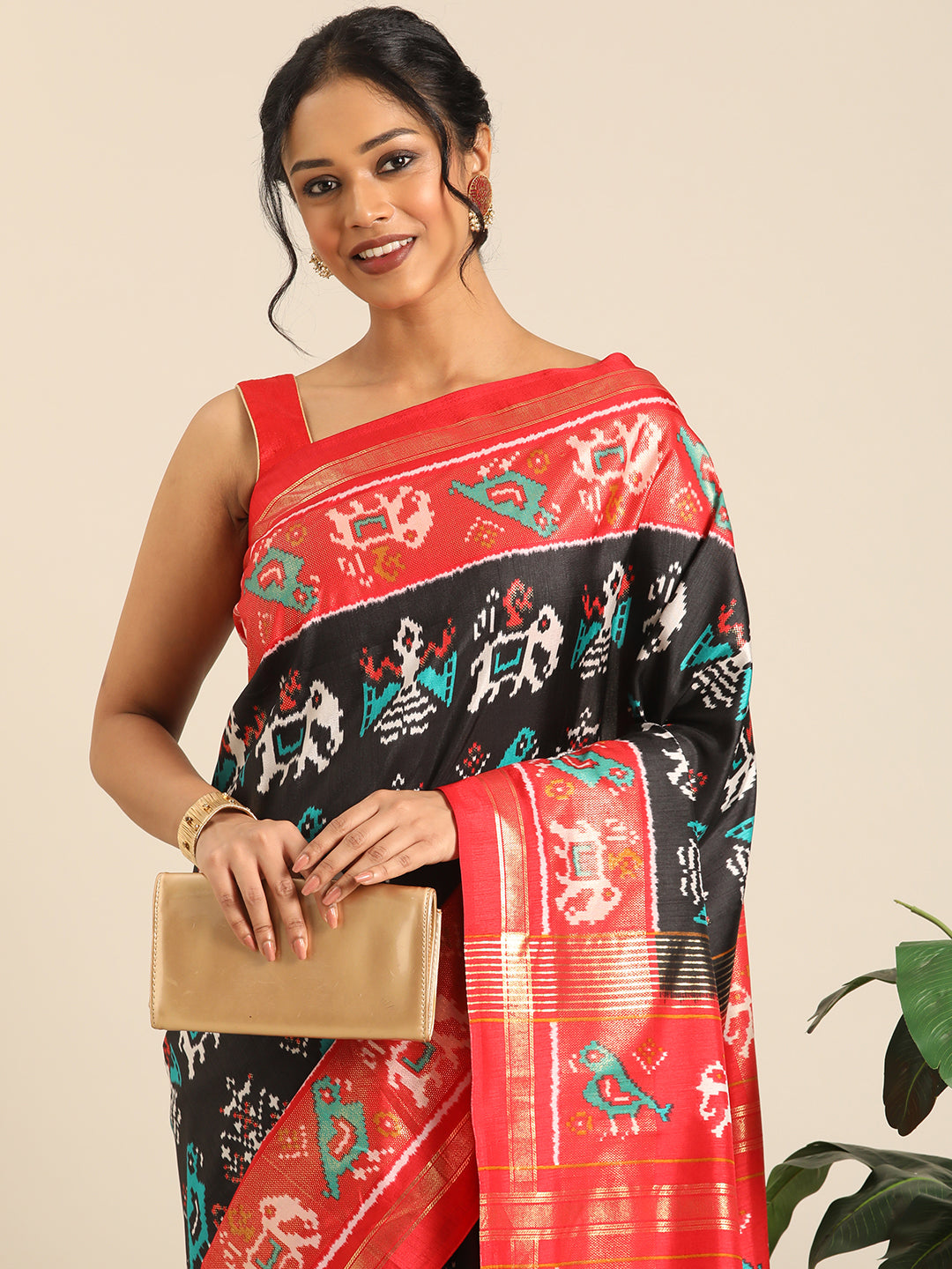 Gajraaj – Black Printed Soft Silk Saree