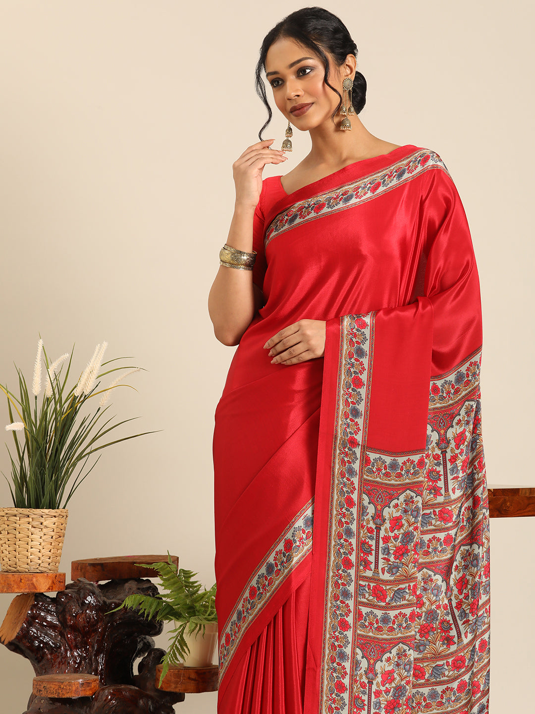 Chitrika–Red Printed Crepe Saree