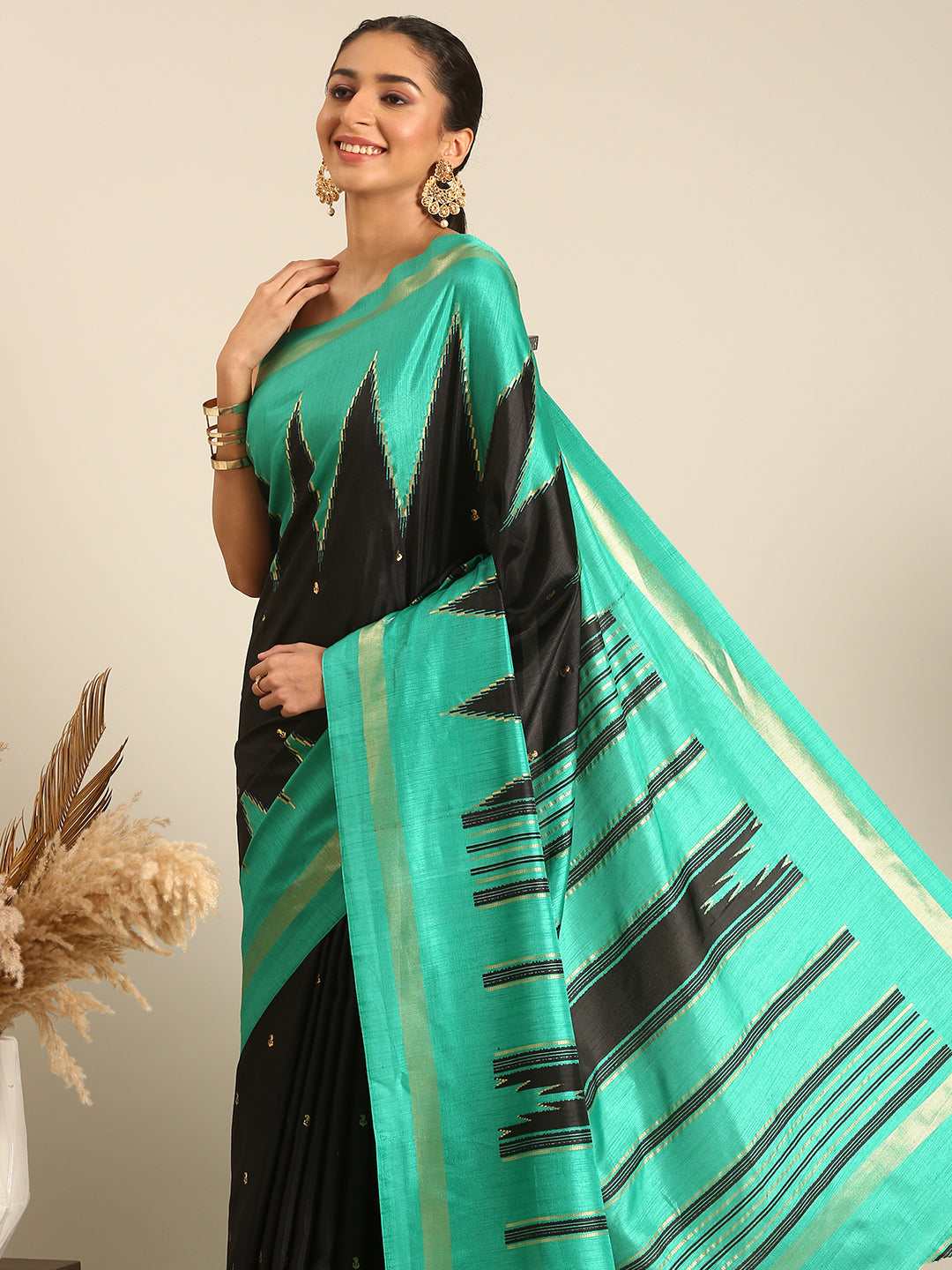 Tanta - Green Printed Soft Silk Saree
