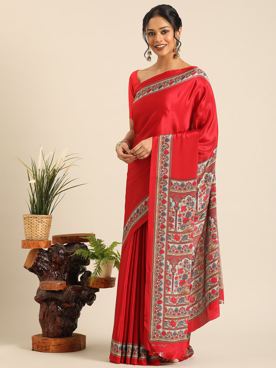 Chitrika–Red Printed Crepe Saree