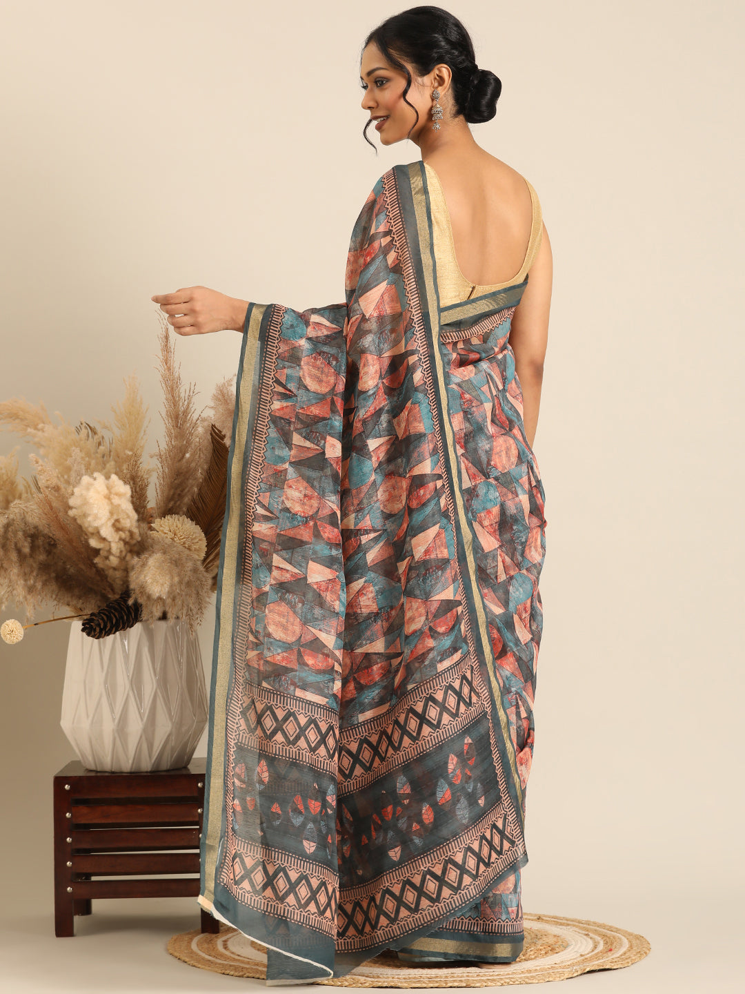 Taraang– Multicolor Printed Cotton Chanderi Saree
