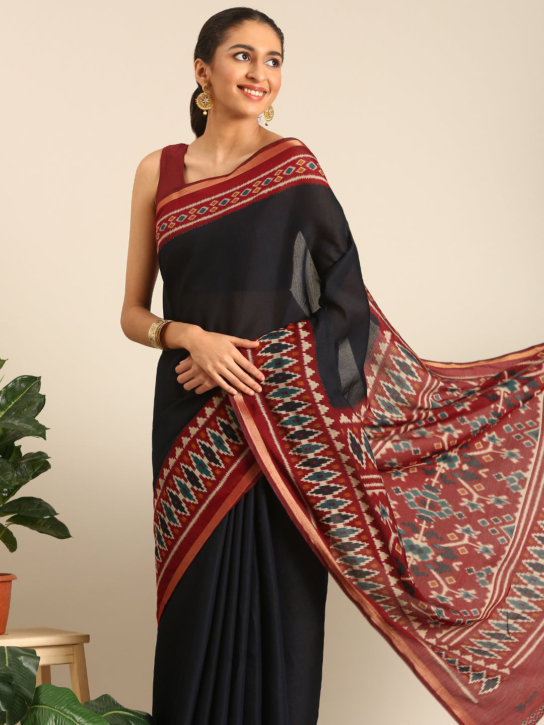 Chitrika - Black Printed Cotton Silk Saree
