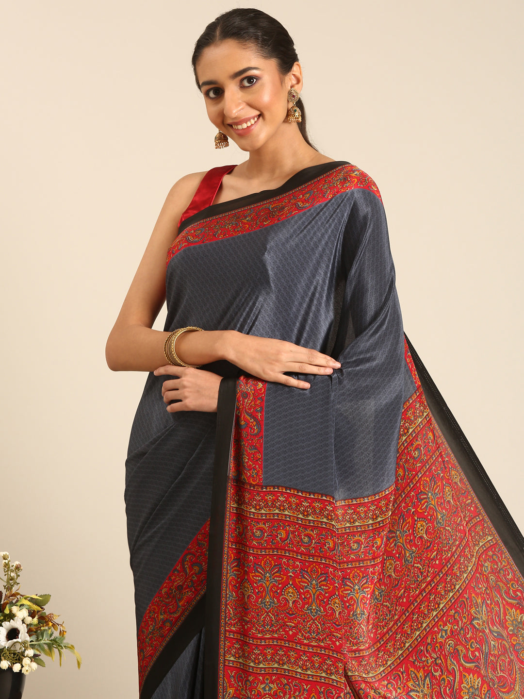 Chitrika - Blue Printed Crepe Silk Saree