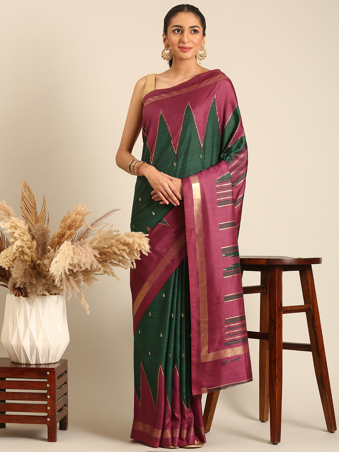 Tanta - Green Printed Soft Silk Saree