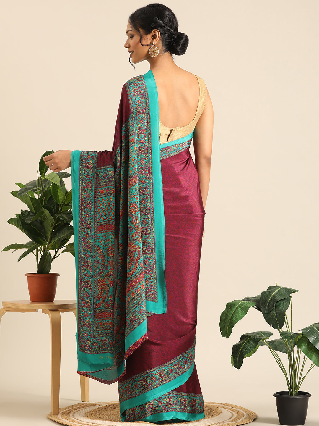 Chitrika–Burgundy Printed Crepe Saree
