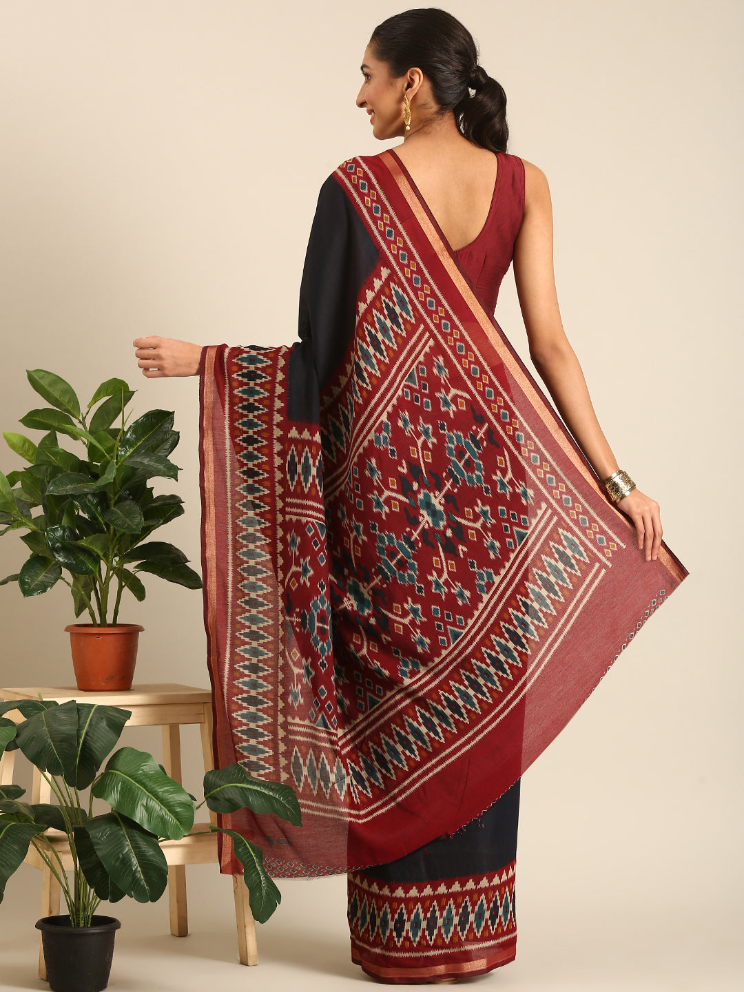 Chitrika - Black Printed Cotton Silk Saree