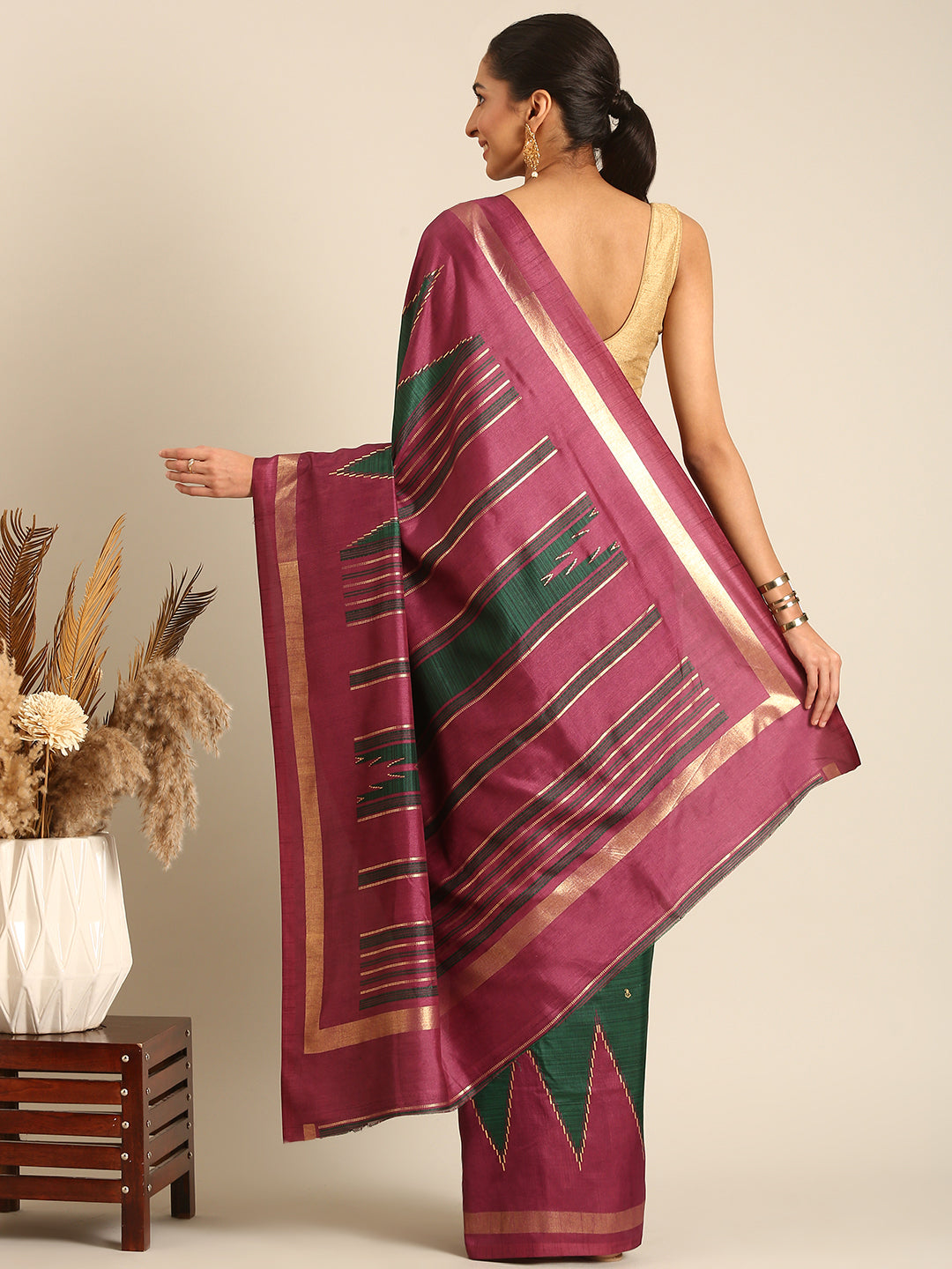 Tanta - Green Printed Soft Silk Saree