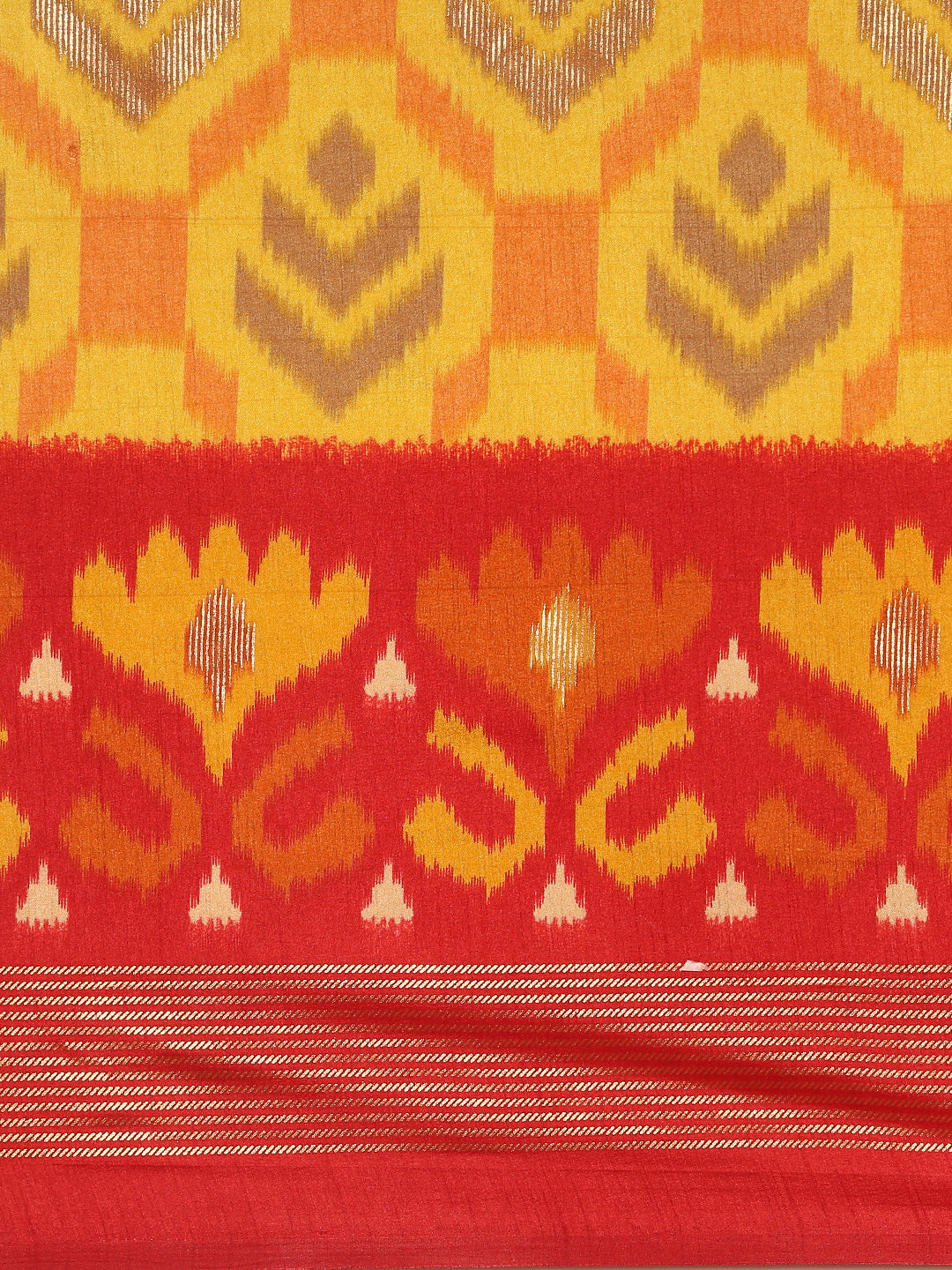 Tanta - Yellow & Red Printed Soft Silk Saree