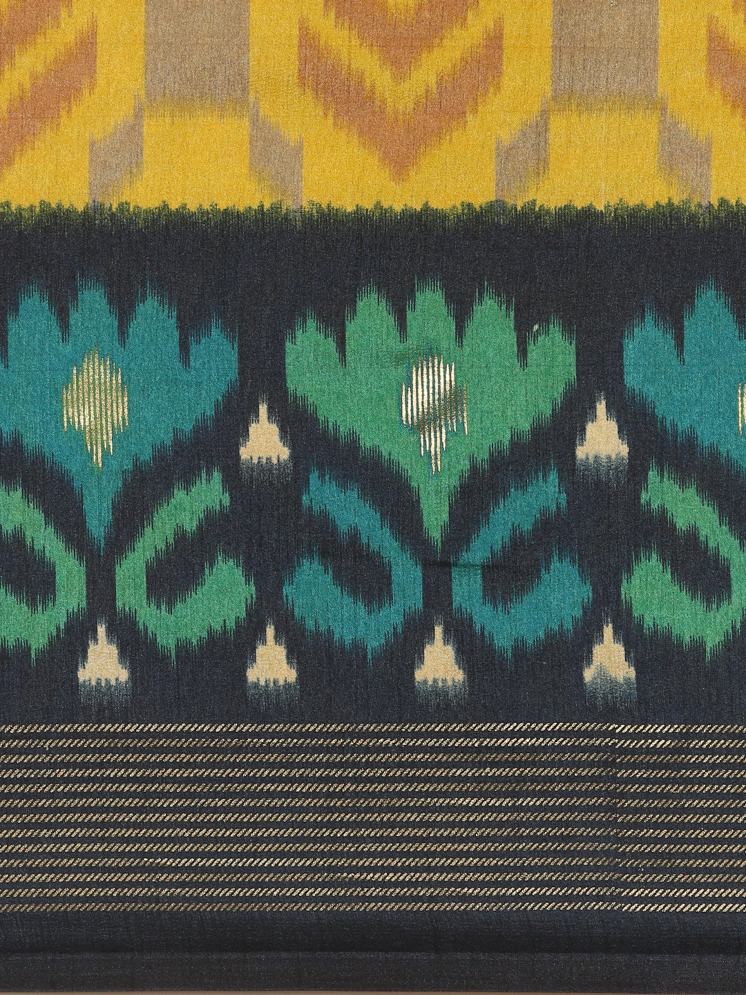 Tanta - Yellow & Rama Green Printed Soft Silk Saree