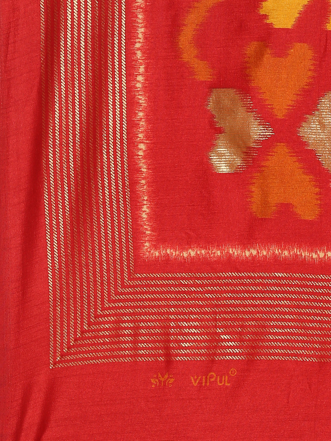 Tanta - Yellow & Red Printed Soft Silk Saree
