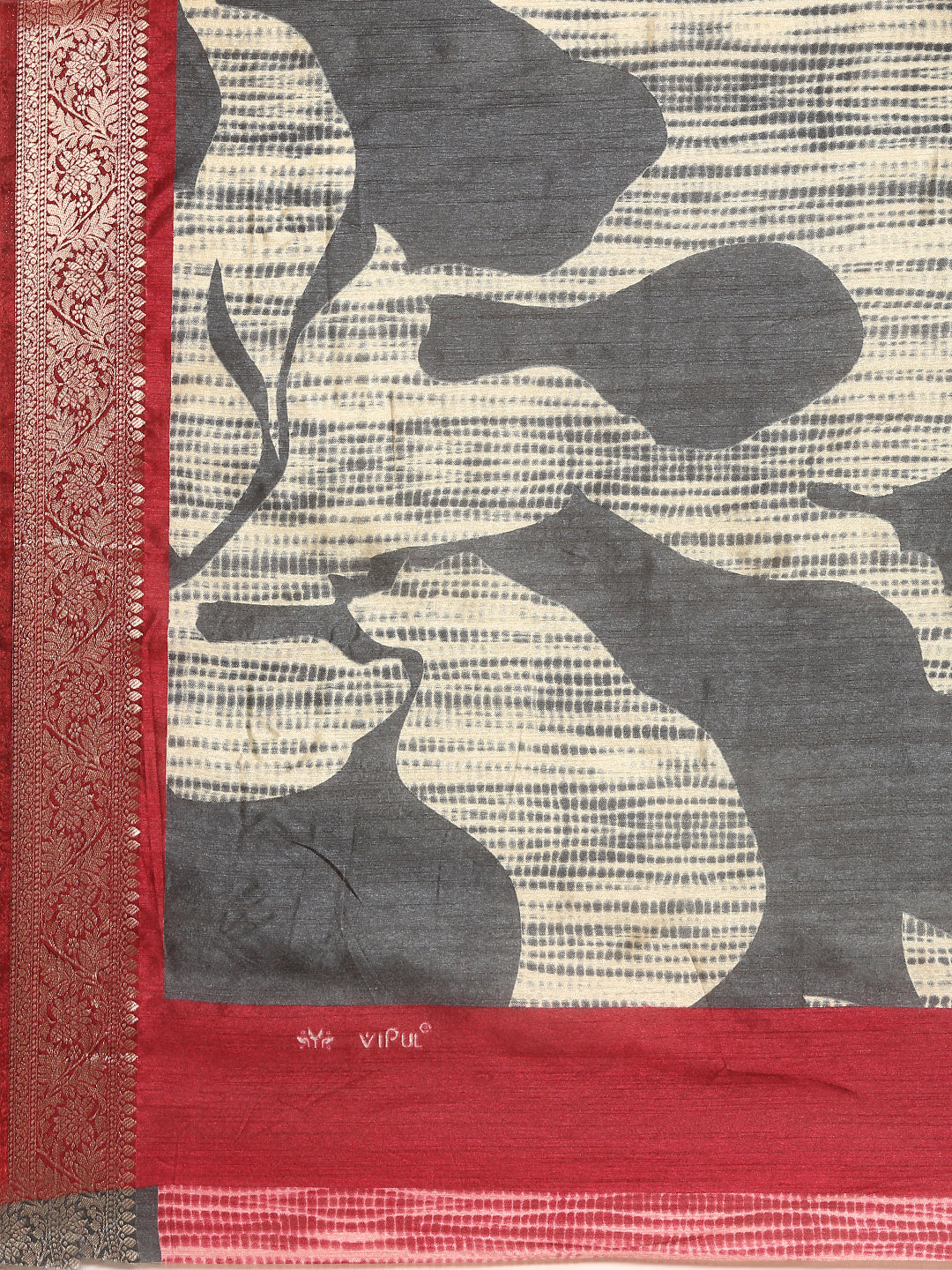 Saanvi - Grey Printed Art Silk Saree