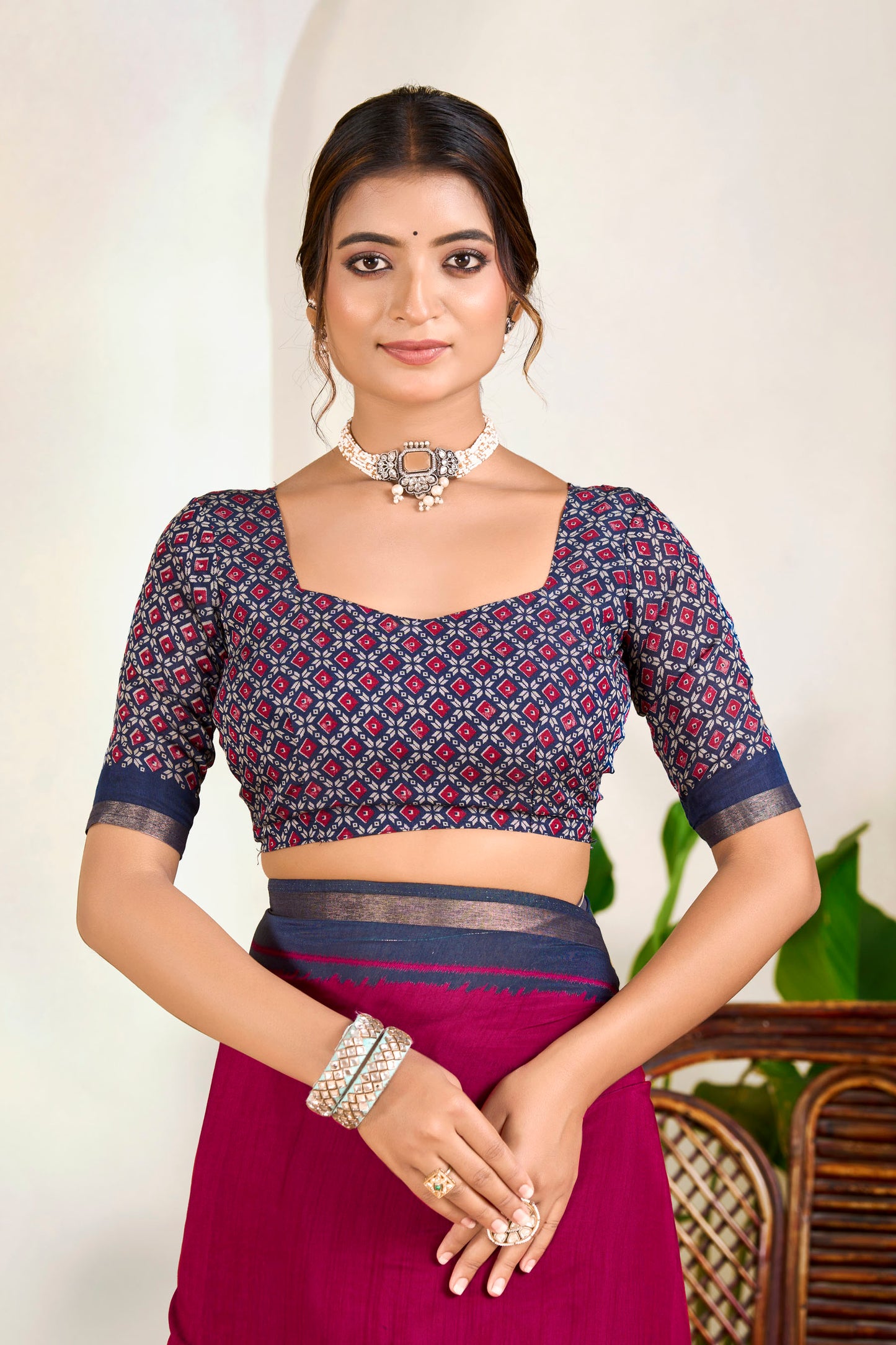 Monalisa - Pink Printed Liva Cotton Silk Saree