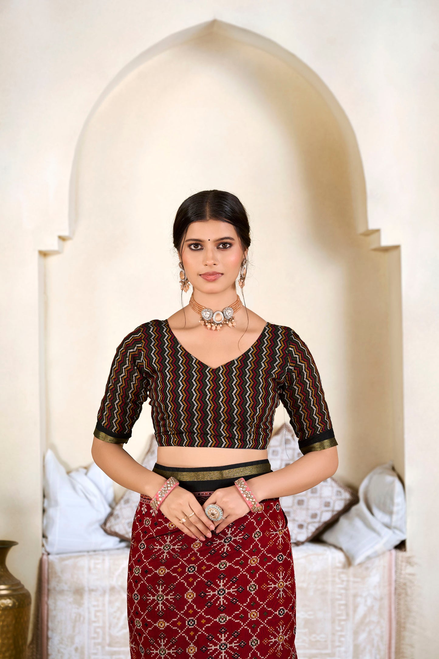 Monalisa - Red Printed Liva Cotton Silk Saree