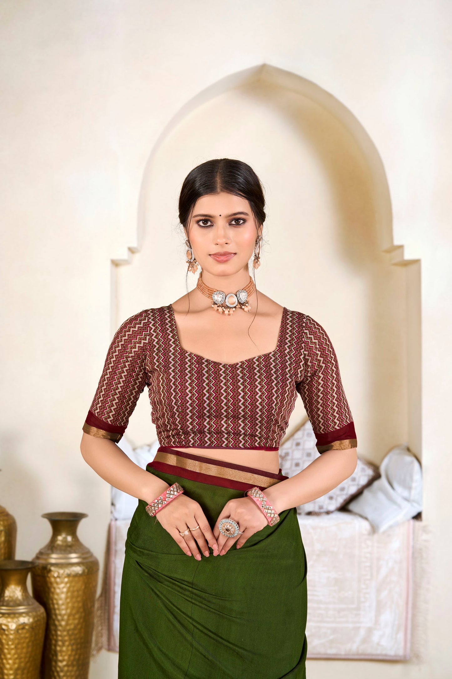 Monalisa - Green Printed Liva Cotton Silk Saree