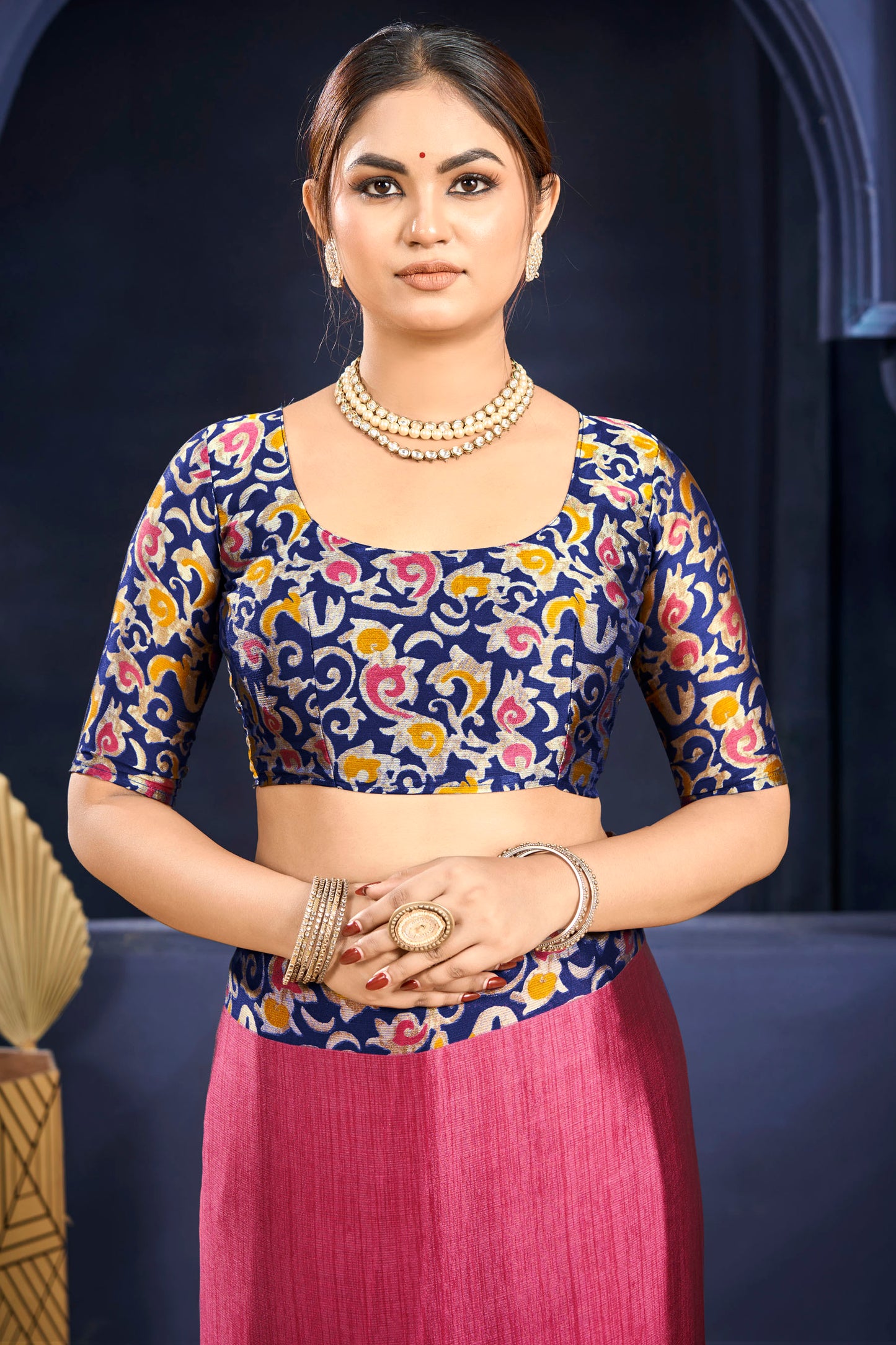 Varnika - Pink Printed Flow Chiffon Saree