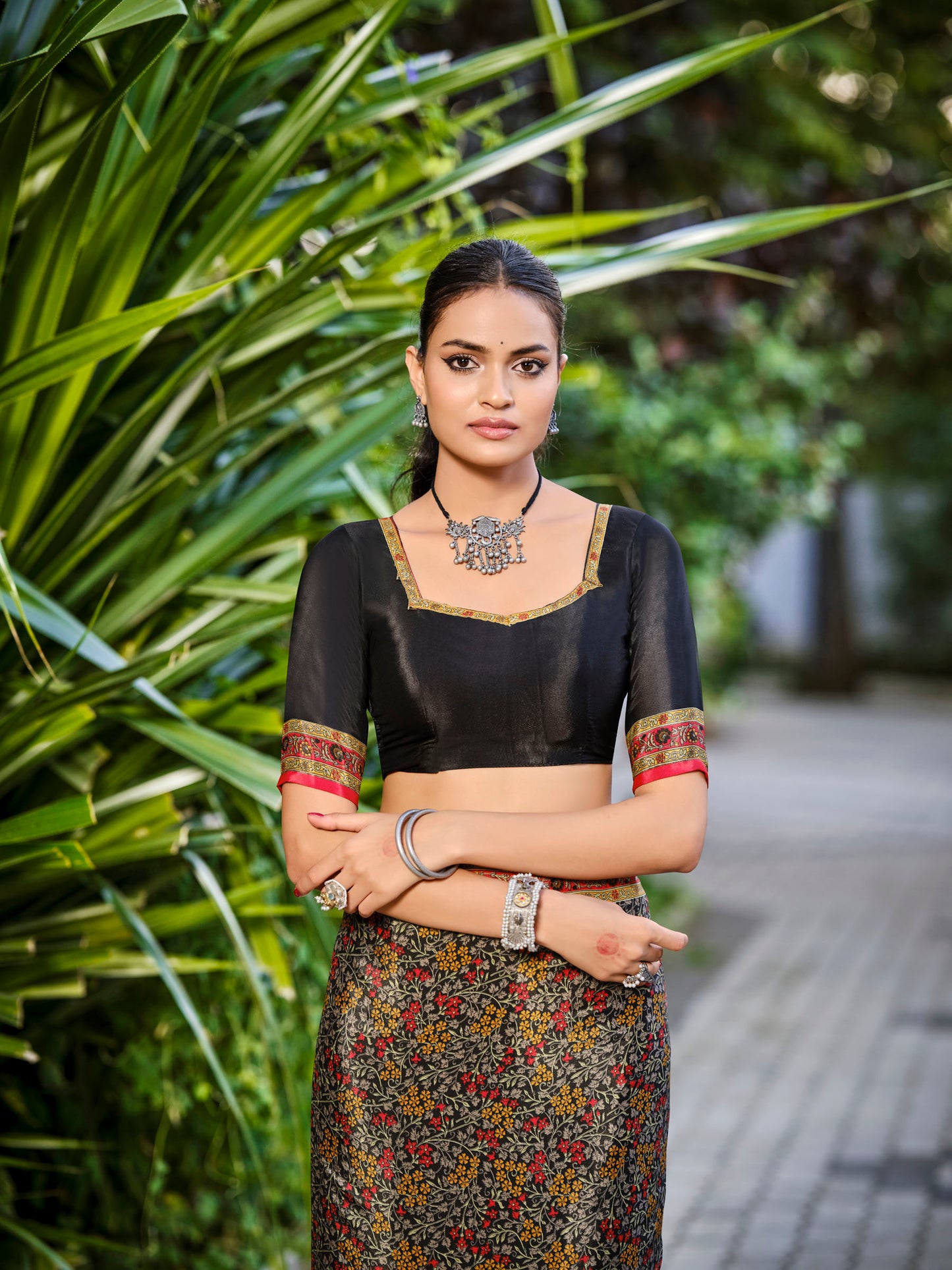 Rajkala - Black Printed Crepe Silk Saree