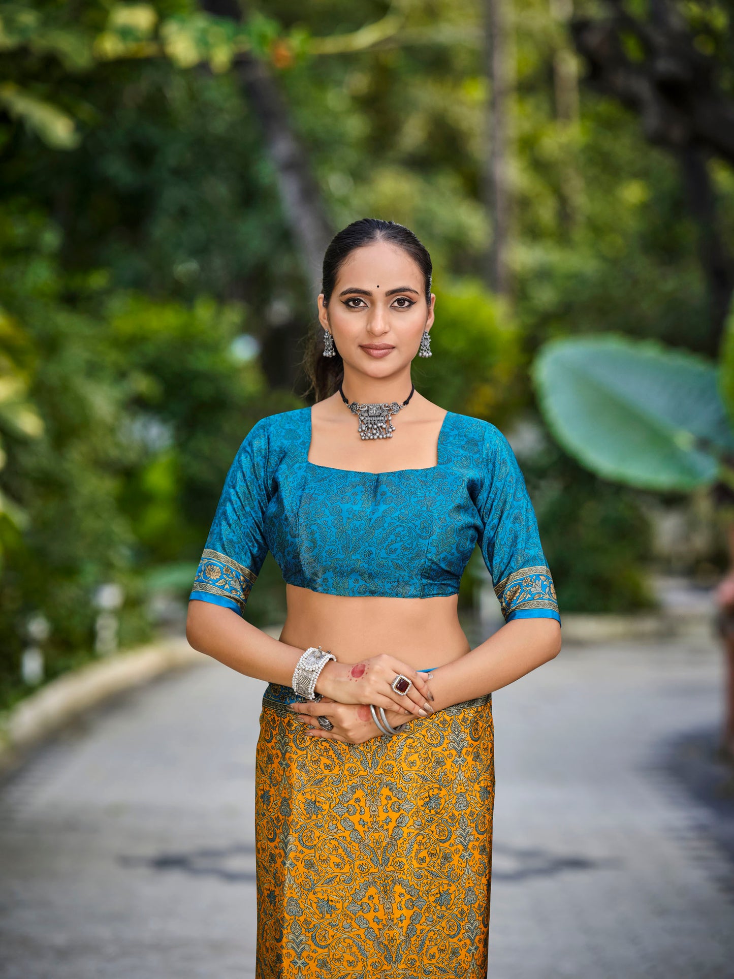 Rajkala - Yellow Printed Crepe Silk Saree