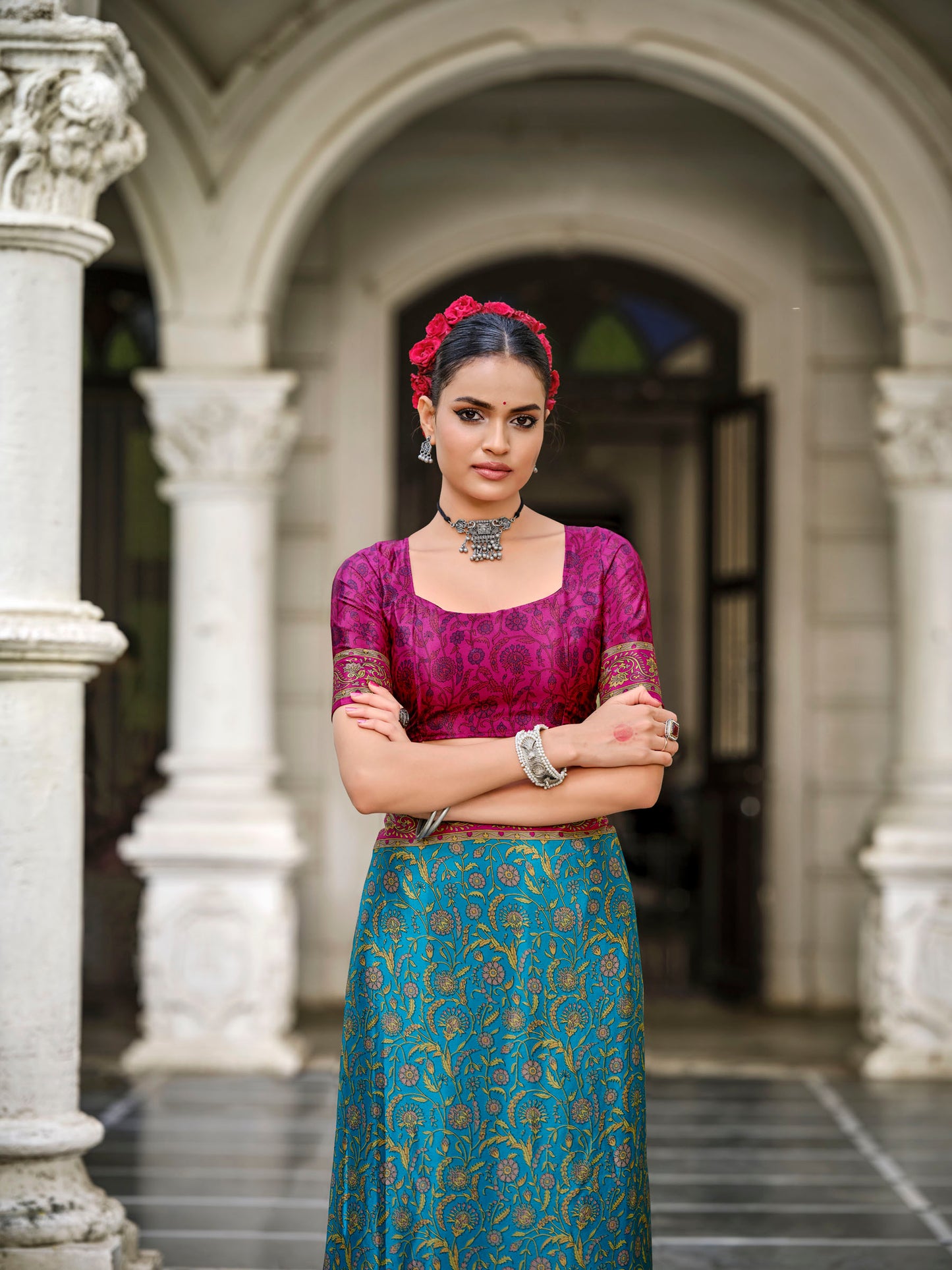 Rajkala - Green Printed Crepe Silk Saree