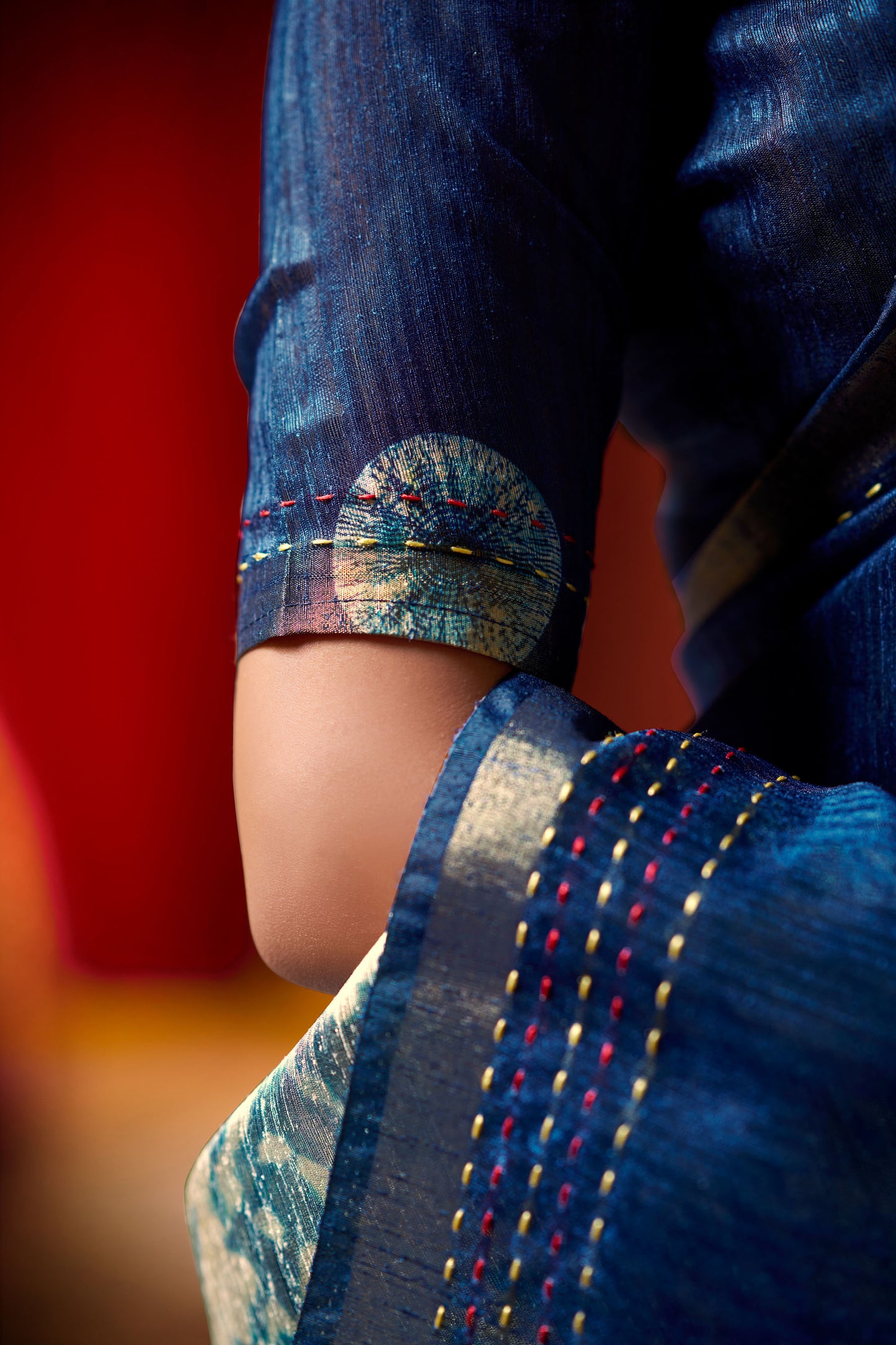 Suchika - Blue Printed Silk Saree