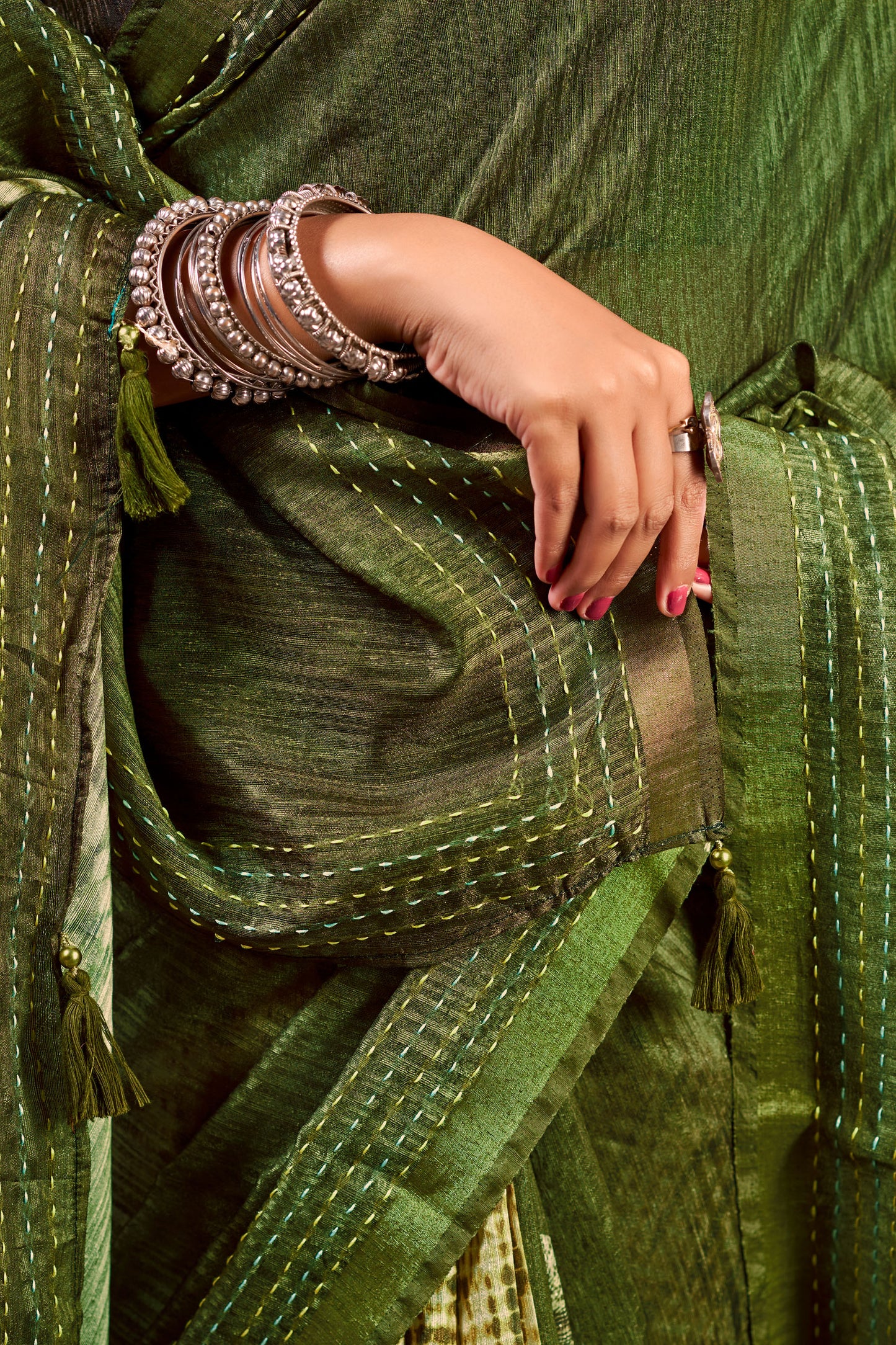 Suchika - Green Printed Silk Saree
