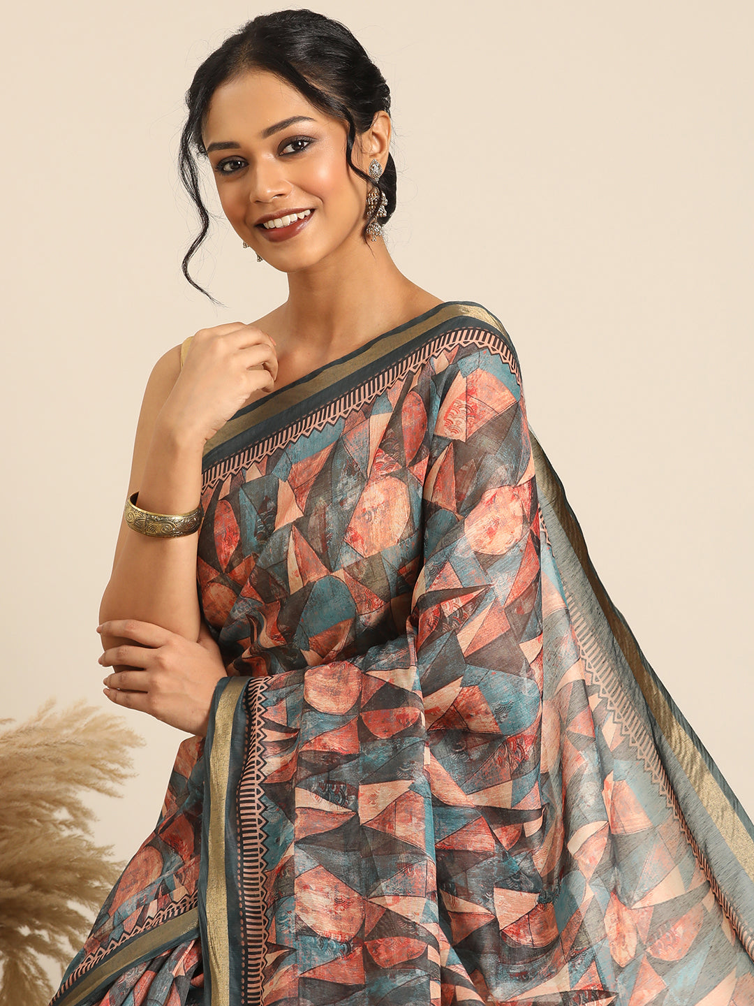 Taraang– Multicolor Printed Cotton Chanderi Saree