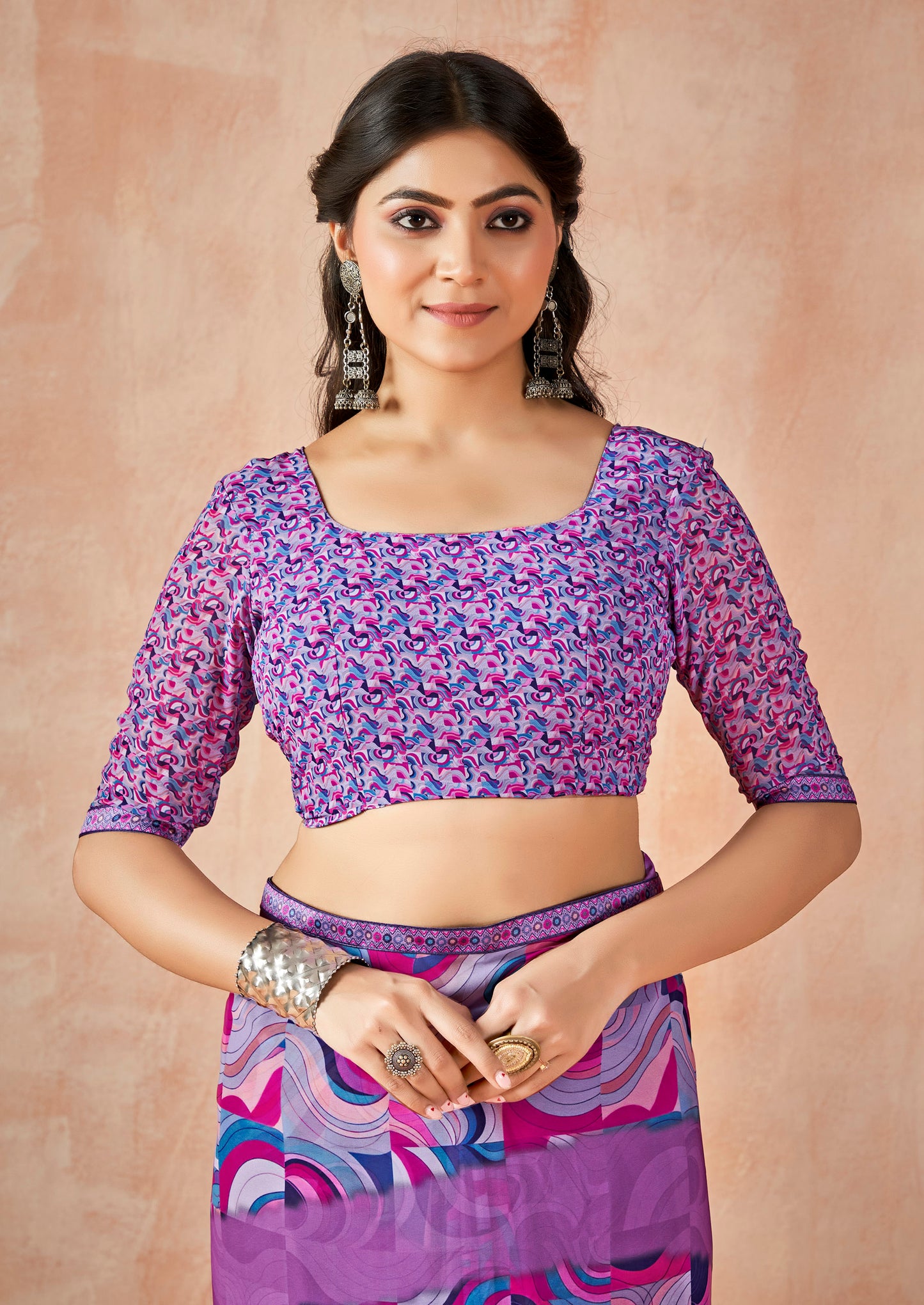 Sumedha - Purple Digital Printed Georgette Saree