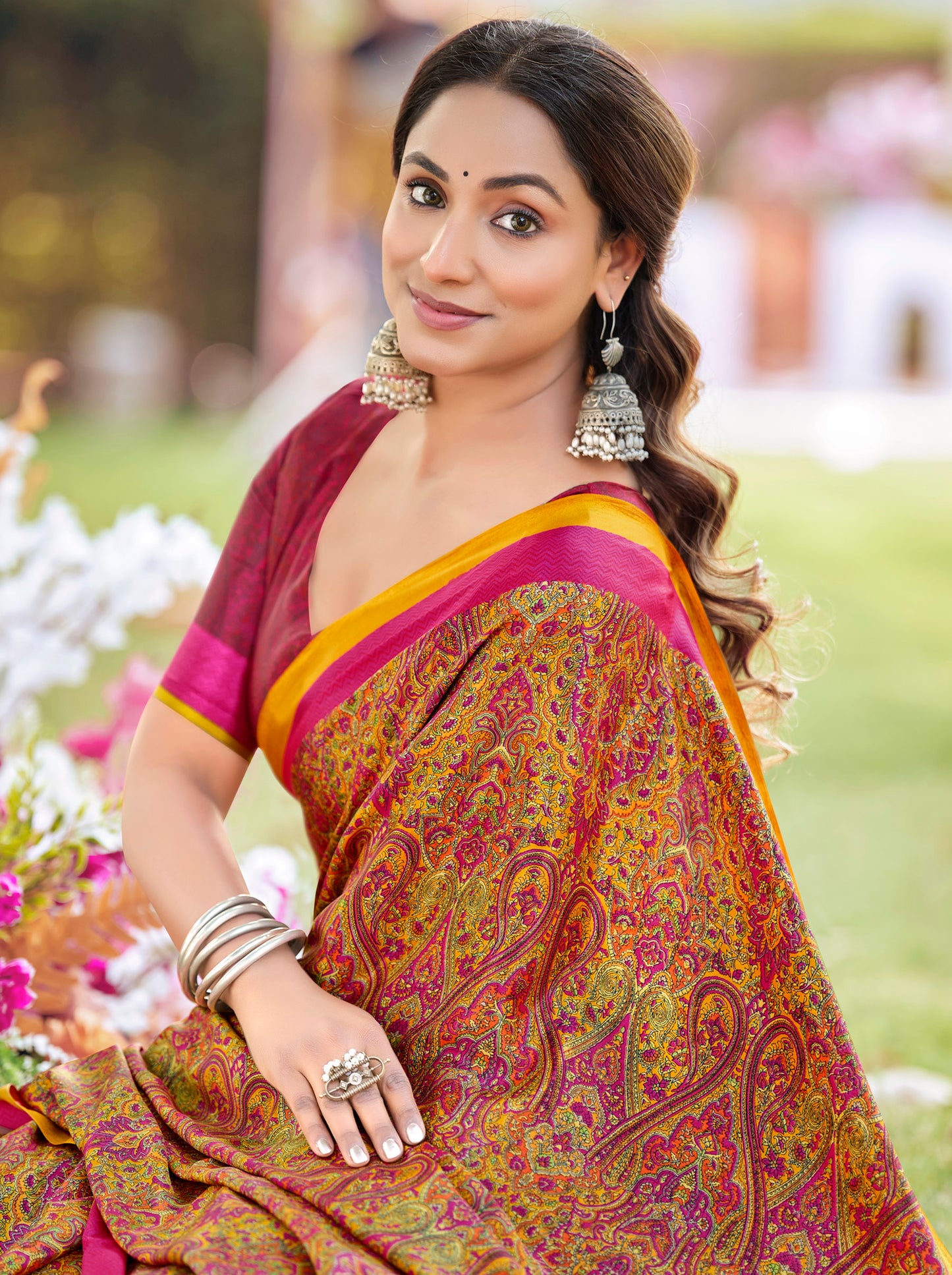 Rajkala - Multicolor Printed Crepe Silk Saree