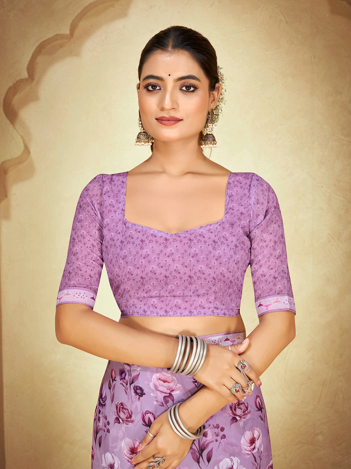 Sumedha - Lavender Digital Printed Georgette Saree