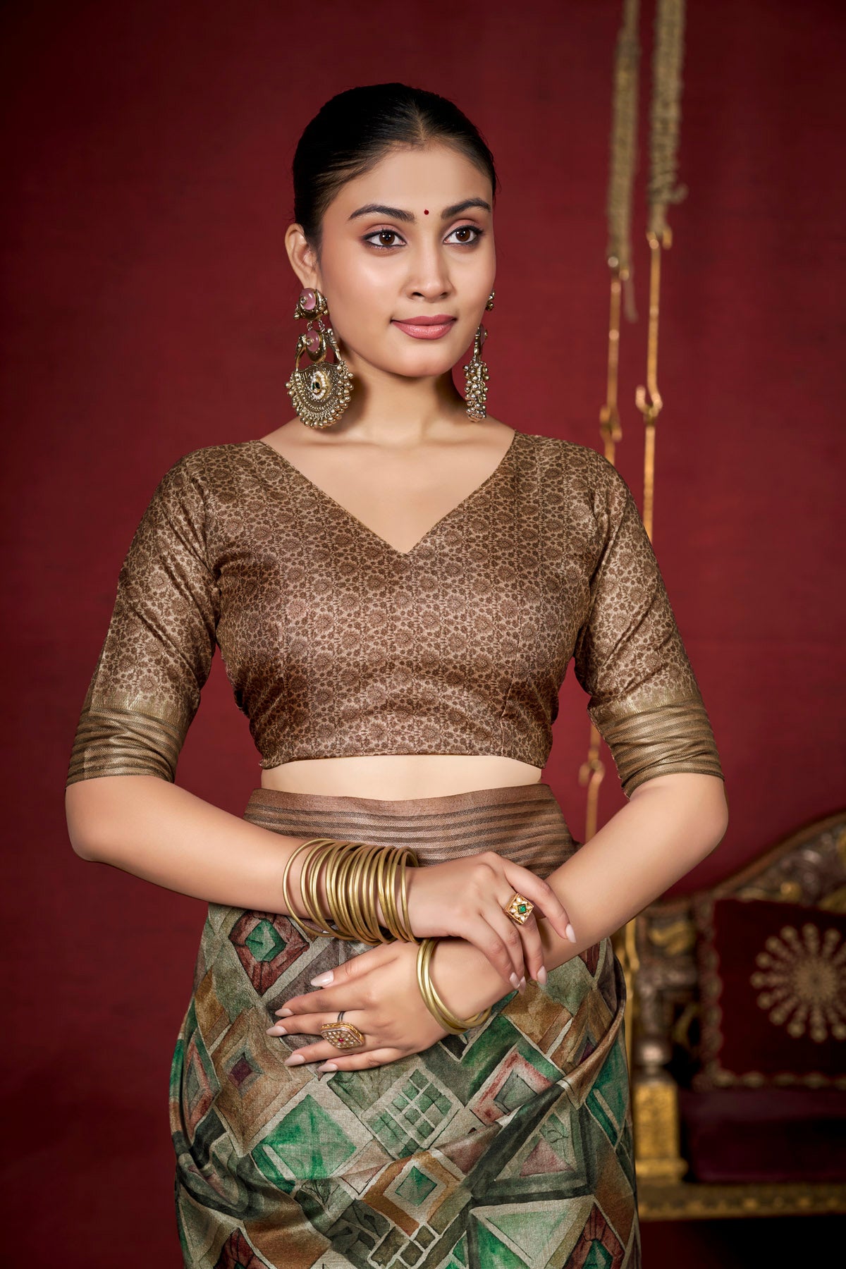 Veera - Multicolor Soft Silk Digital Printed Saree with Woven Border
