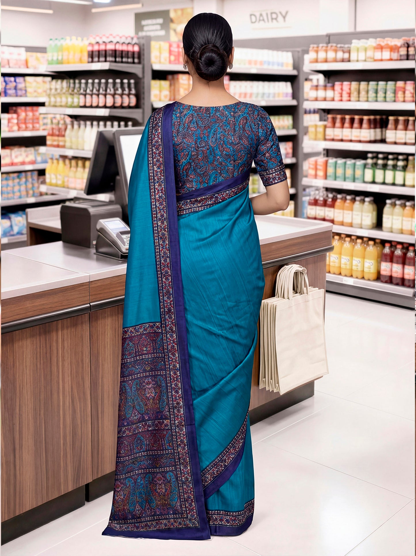 Chitrika - Blue Printed Crepe Silk Saree