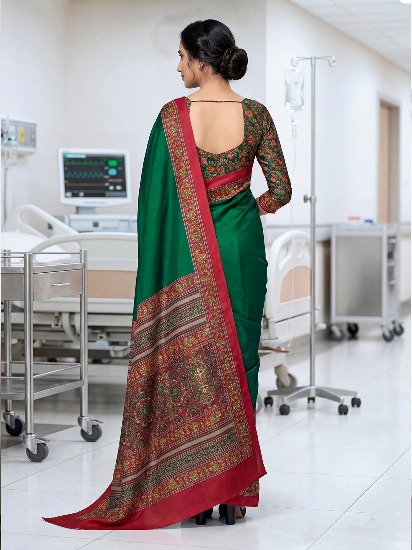 Chitrika - Green Printed Crepe Silk Saree
