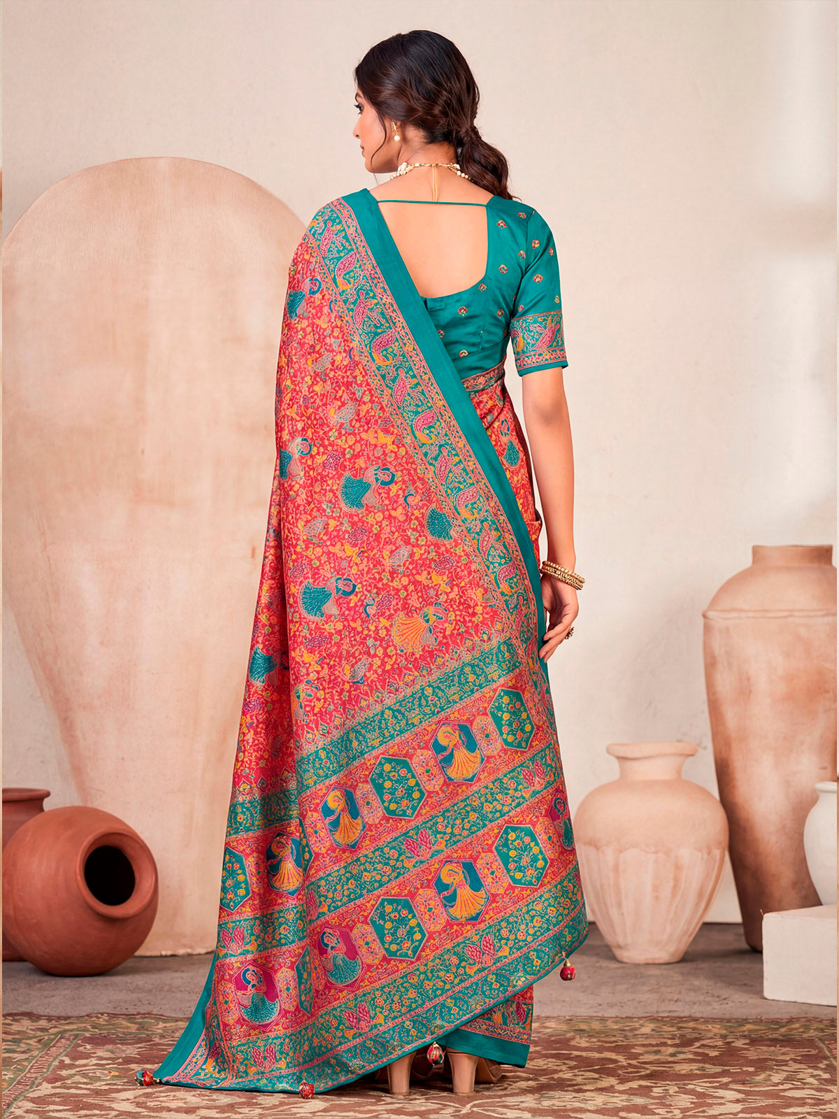 Kumuda - Red Mysore Silk Jari Printed with Tessals