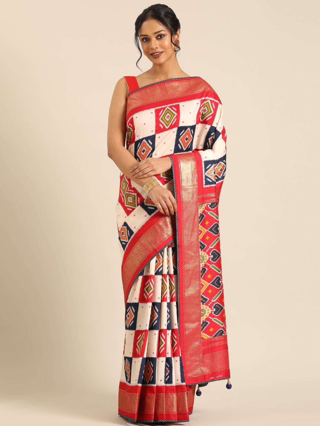Rangrekha–White Printed Soft Silk Saree