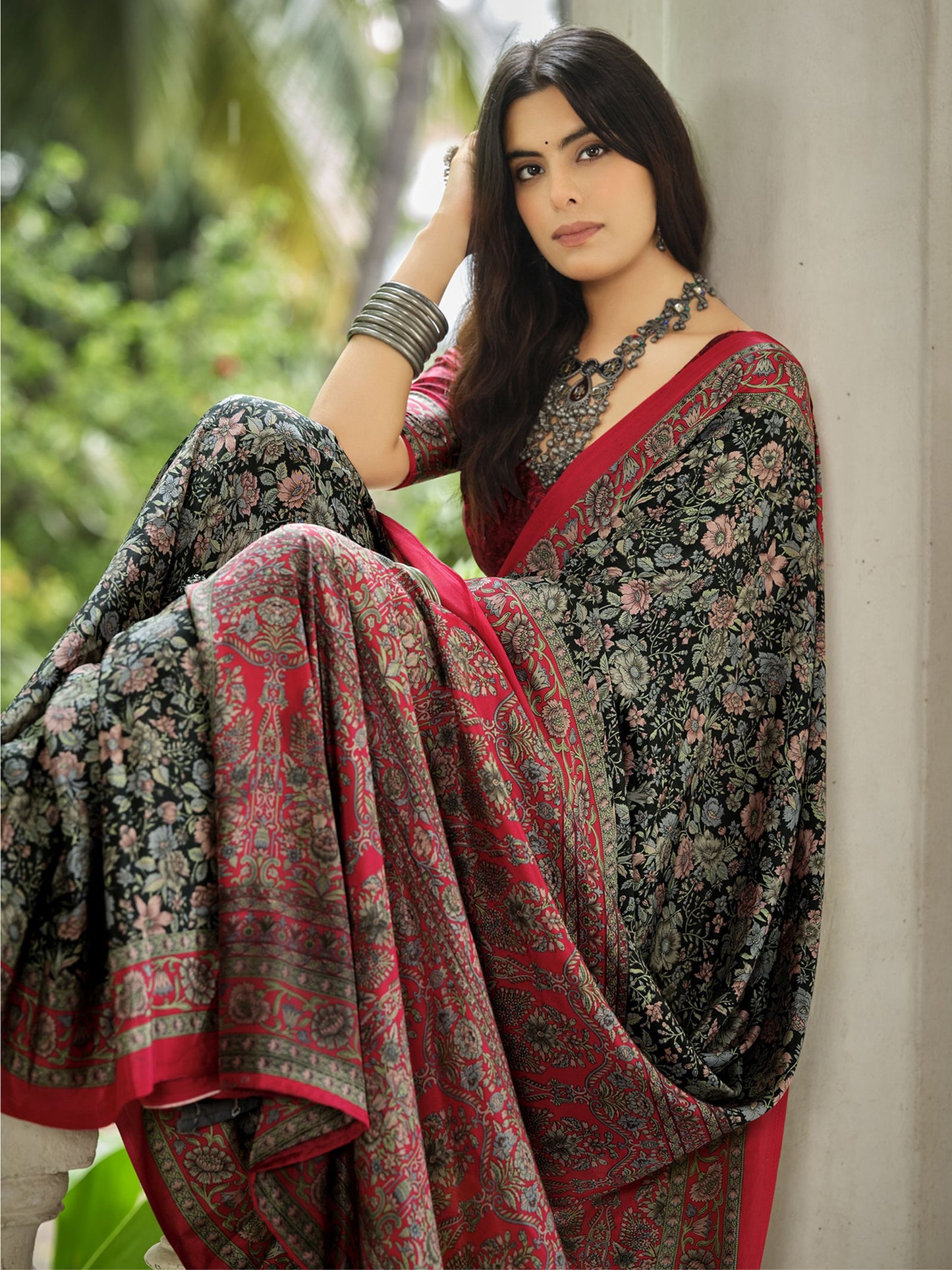 Rajkala - Black Printed Crepe Silk Saree