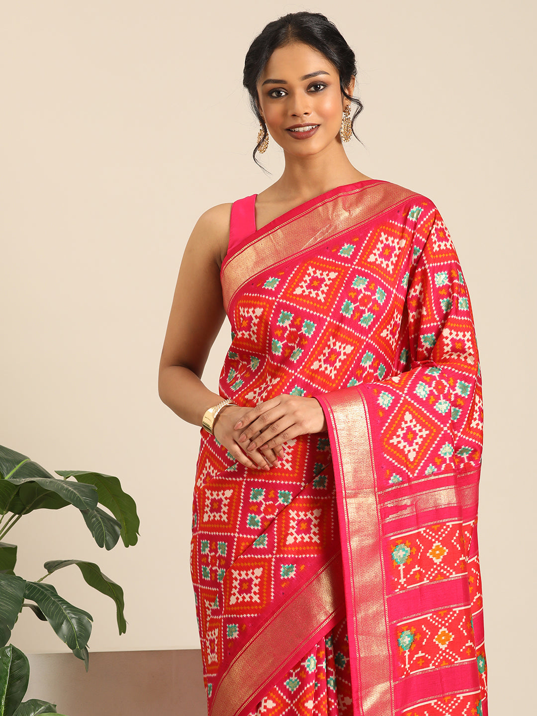 Rangrekha–Red Printed Soft Silk Saree