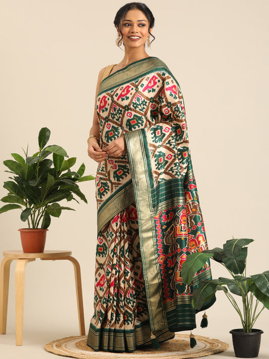 Rangrekha–Green Printed Soft Silk Saree