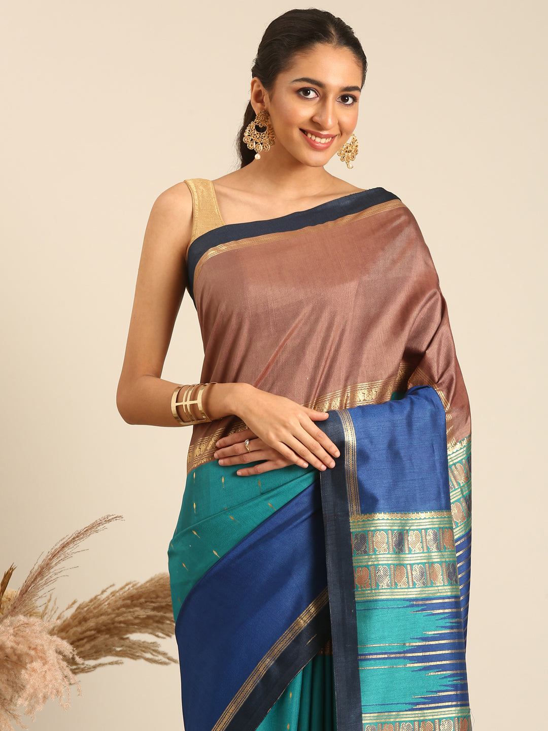 Tanta - Rama Green Printed Soft Silk Saree