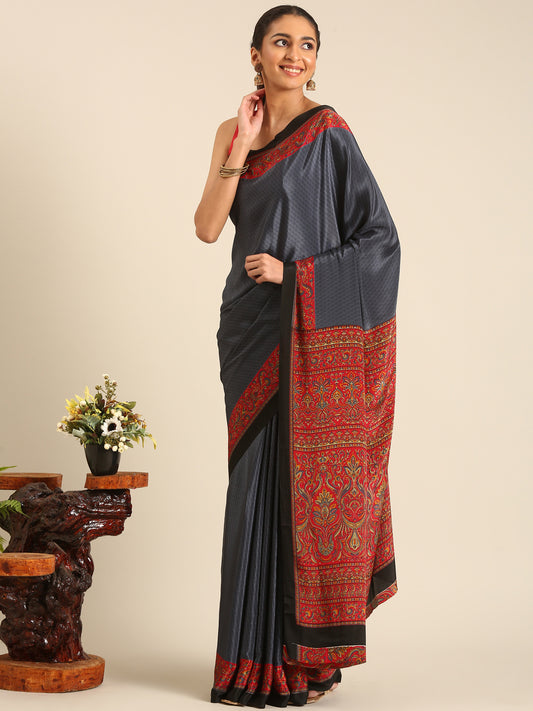 Chitrika - Blue Printed Crepe Silk Saree