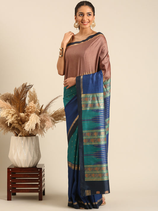 Tanta - Rama Green Printed Soft Silk Saree