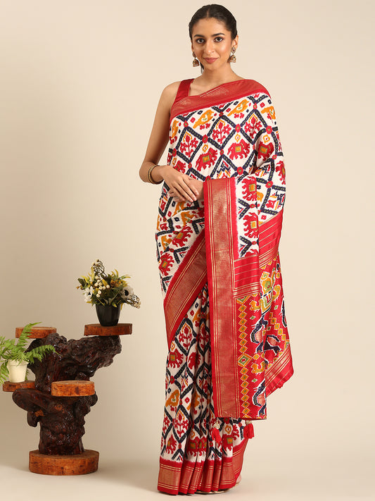 Rangrekha - Multi Colour Printed Soft Silk Saree