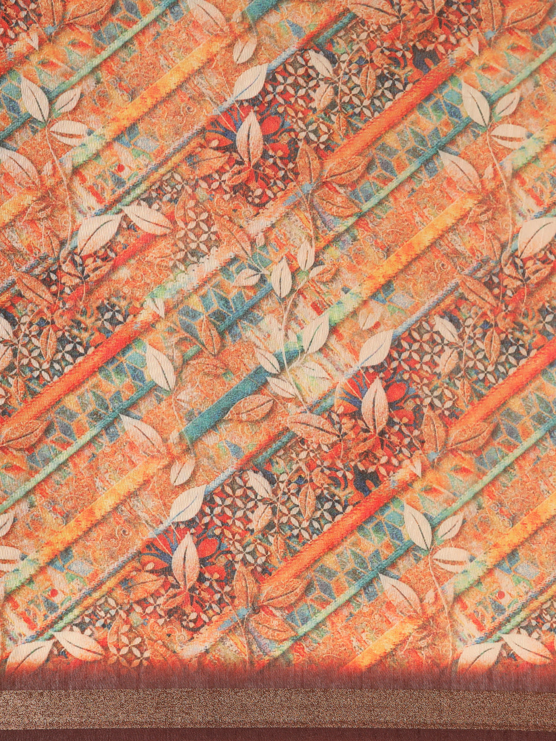 Taraang–Brown Printed Cotton Chanderi Saree