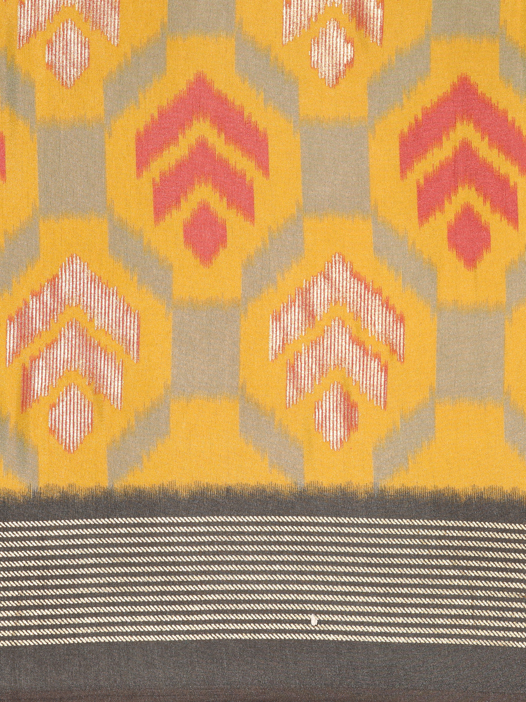 Tanta–Yellow Grey Printed Soft Silk Saree