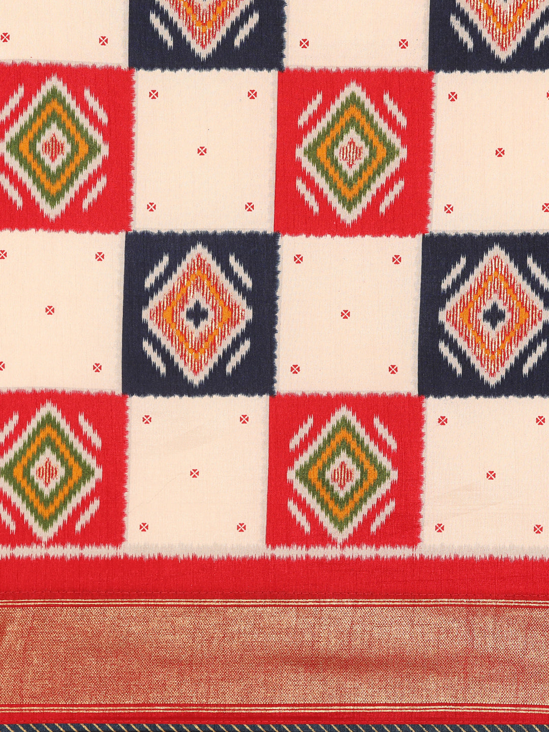 Rangrekha–White Printed Soft Silk Saree
